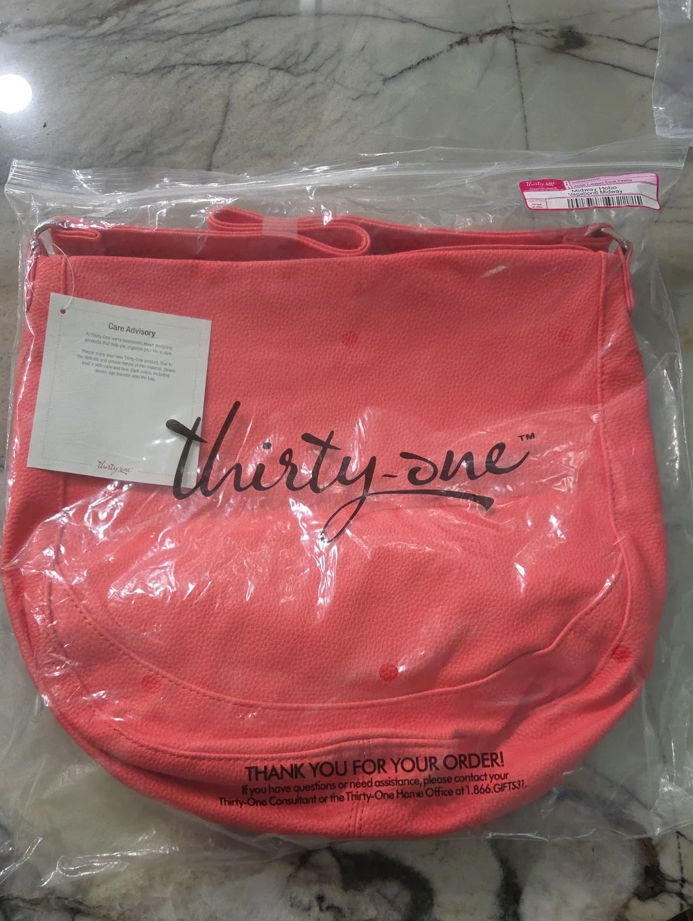 thirty-one Coral Pebbled Hobo Bag